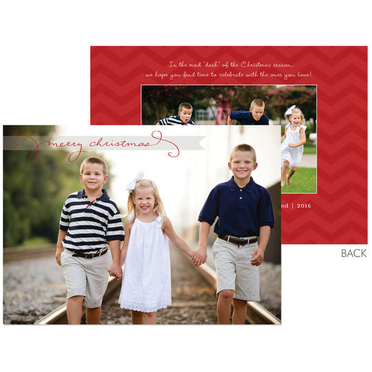 Merry Christmas Banner Flat Holiday Photo Cards